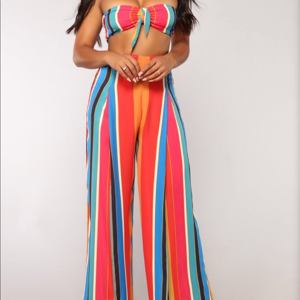 NWT Fashion Nova 2 Piece Pant and Bandeau Set